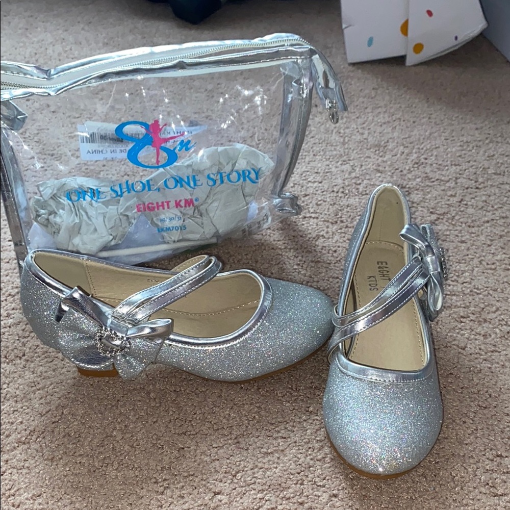 Silver Glitter Kids Shoes